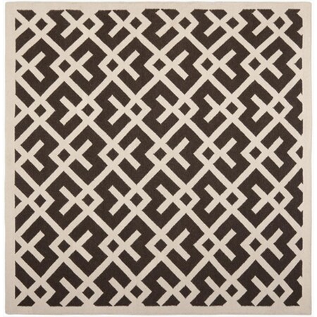 Safavieh 6 ft. x 6 ft. Square Contemporary Dhurries- Chocolate and Ivory- Flatweave Rug DHU552C-6SQ